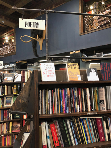 poetry section in the bookstore