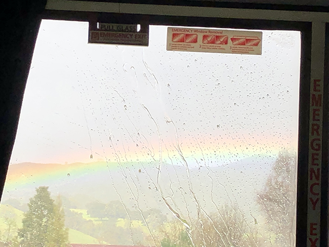 rainbow through the train window