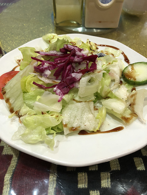 Salad with Eggplant Kebab